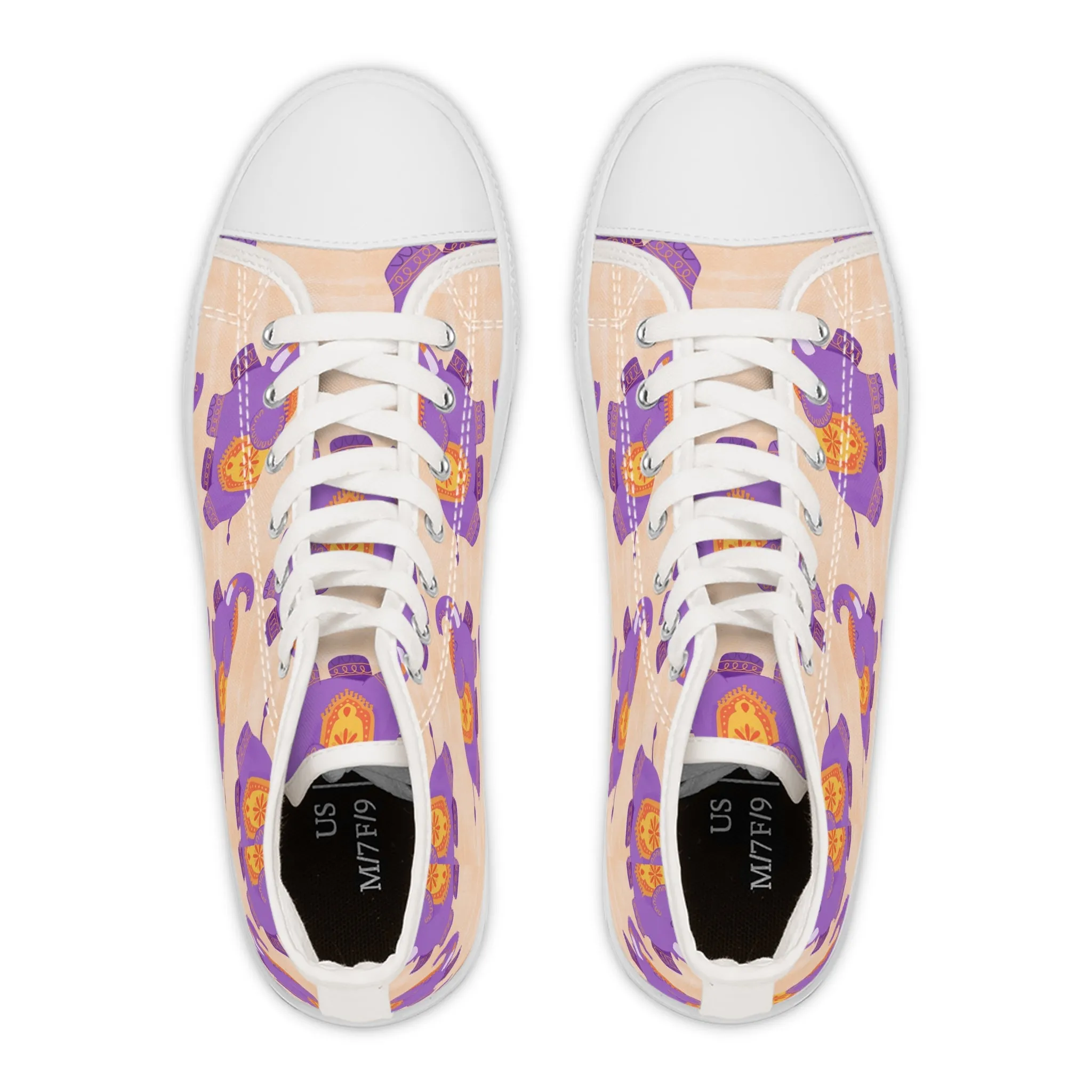 Colorful Purple Elephant Women's High Top Sneakers