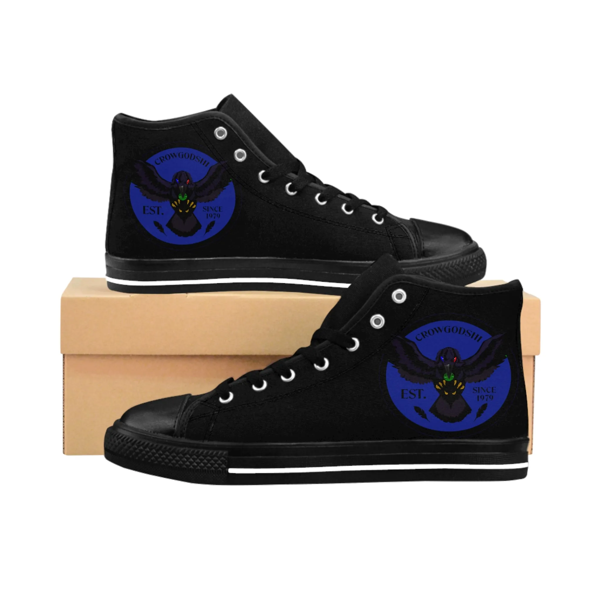 Crowgodshi 2nd Gen. High-Tops, Black on Black w/ DUKE BLUE LOGO
