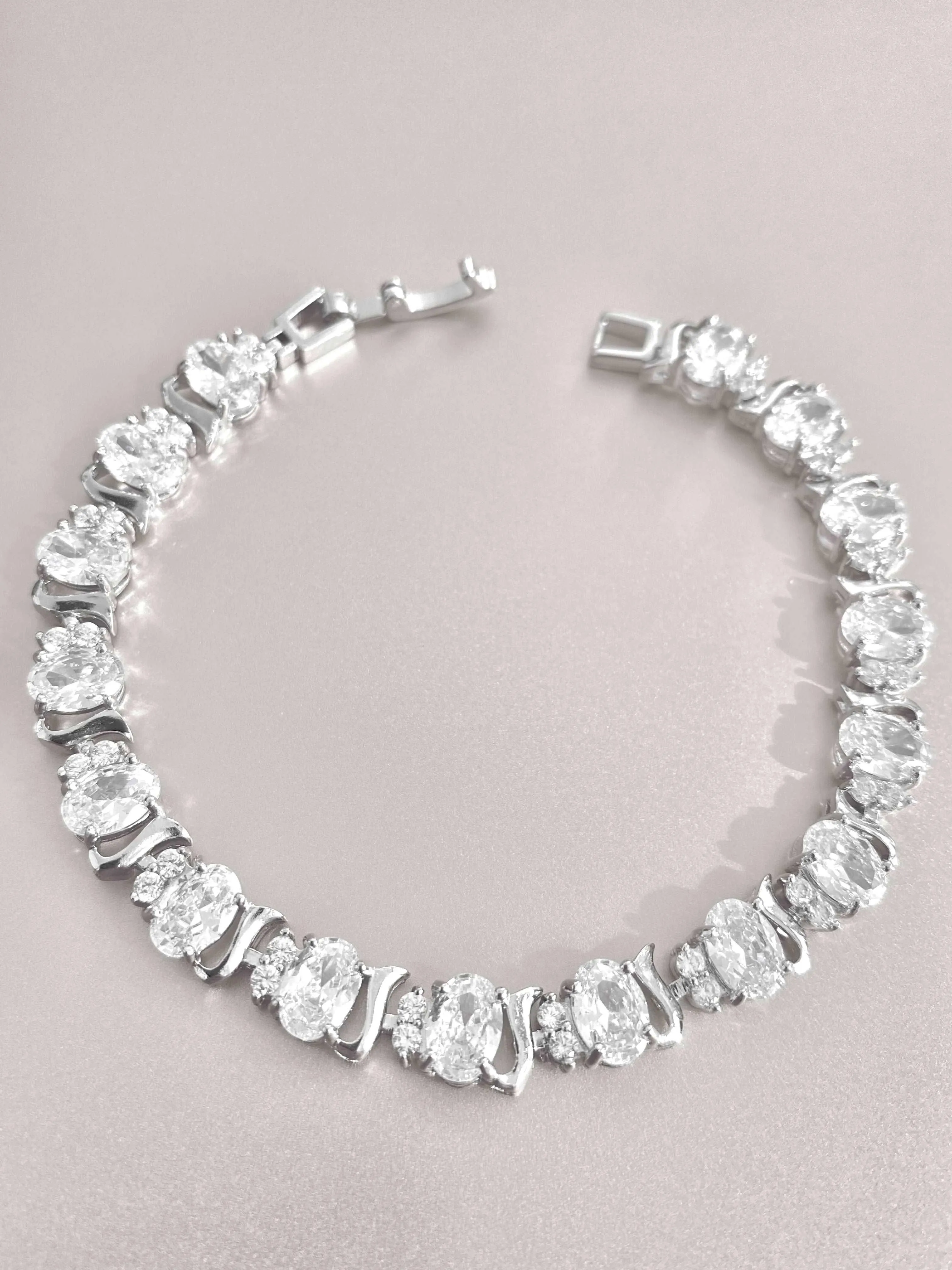Cubic Zirconia Tennis Bracelets for Women with AAA  Cubic Zirconia Oval and Round Cut