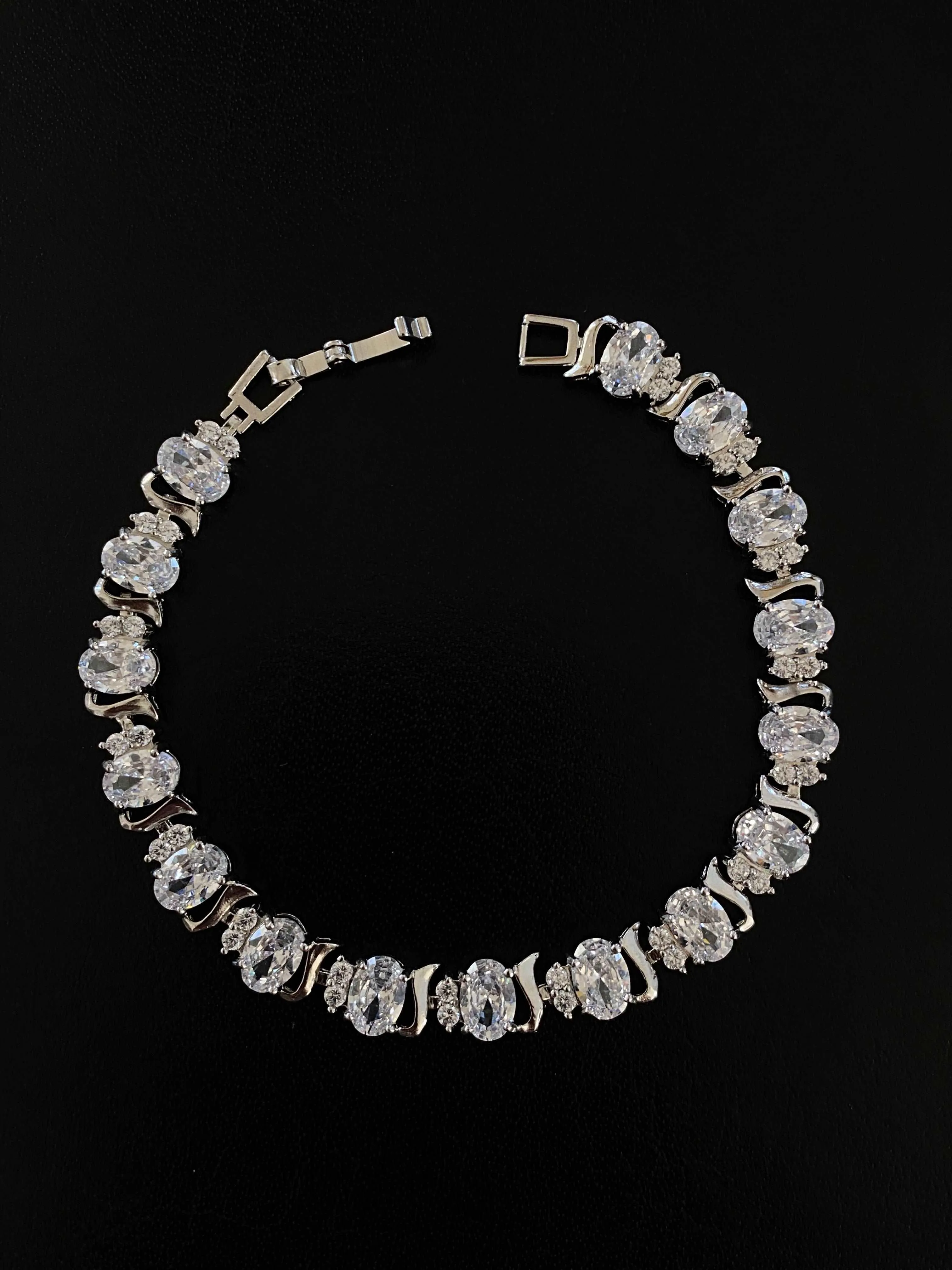 Cubic Zirconia Tennis Bracelets for Women with AAA  Cubic Zirconia Oval and Round Cut