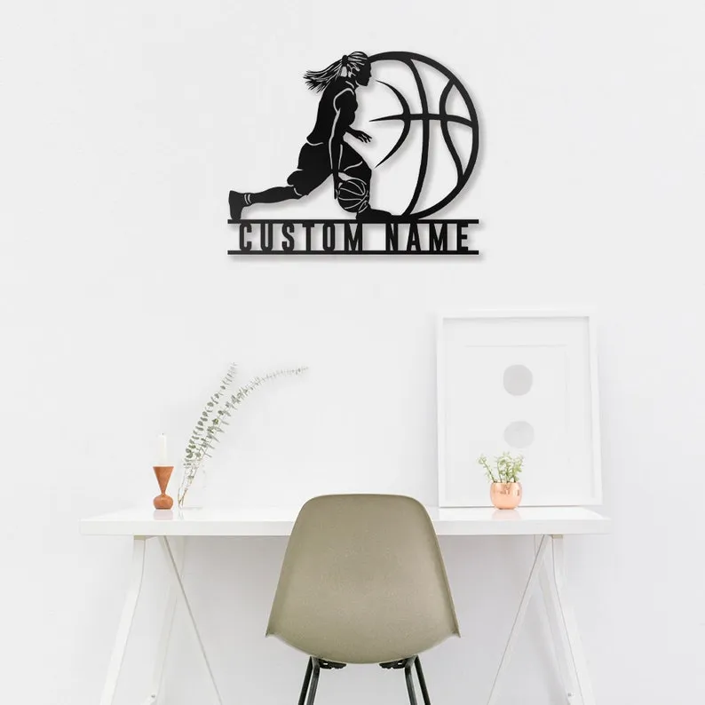 Custom Metal Basketball Sign - Personalized Basketball Metal Wall Art - Basketball Player Name Sign Gift