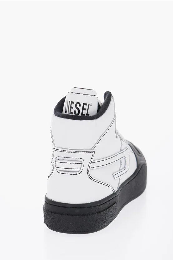Diesel Two-Tone Leather S-UKIYO MID X High-Top Sneakers