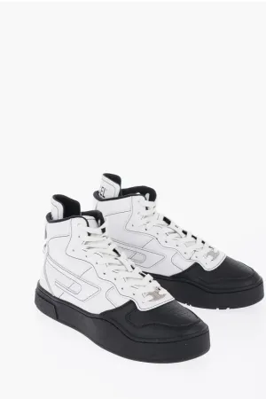 Diesel Two-Tone Leather S-UKIYO MID X High-Top Sneakers