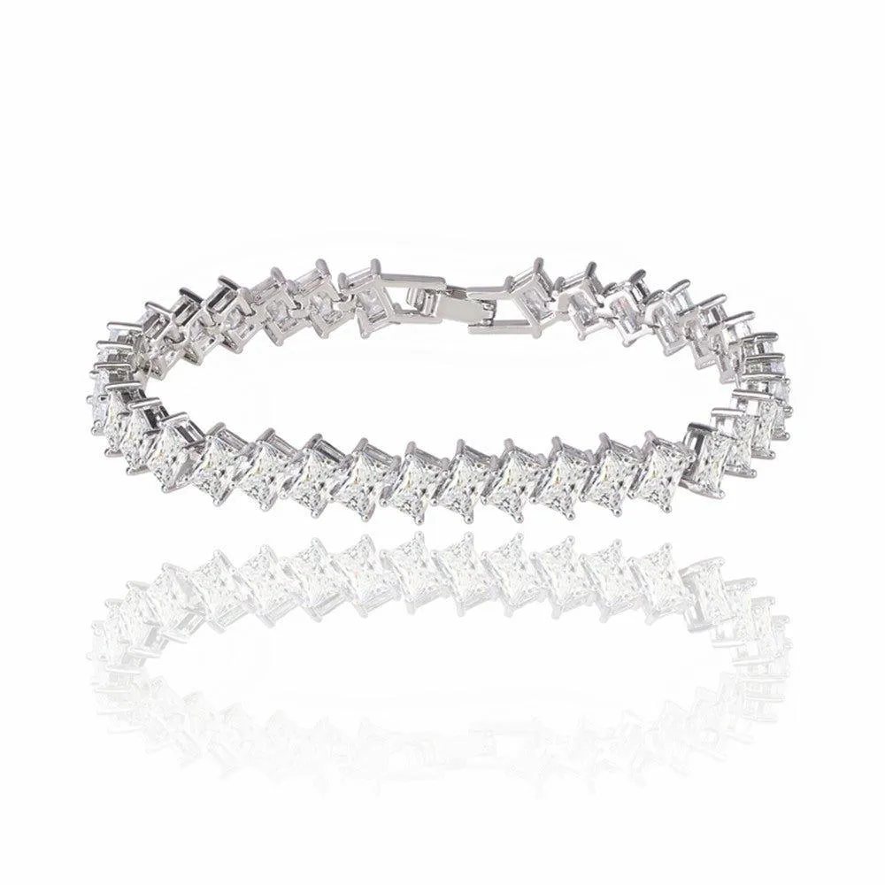 Emerald Cut Cubic Zirconia Tennis Bracelet for Women with AAA  Cubic Zirconia