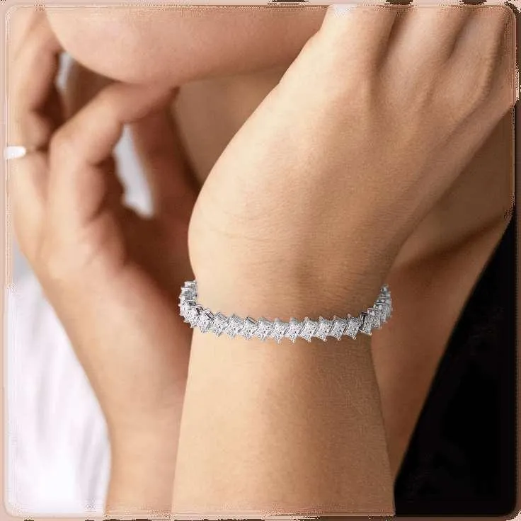 Emerald Cut Cubic Zirconia Tennis Bracelet for Women with AAA  Cubic Zirconia