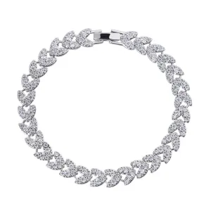 Heart CZ Tennis Bracelet with White Diamond Cubic Zirconia for Women