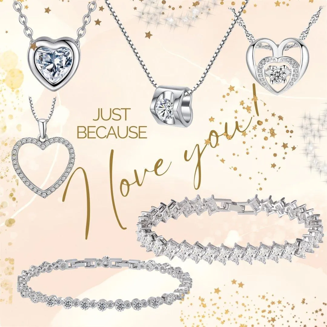 Heart CZ Tennis Bracelet with White Diamond Cubic Zirconia for Women