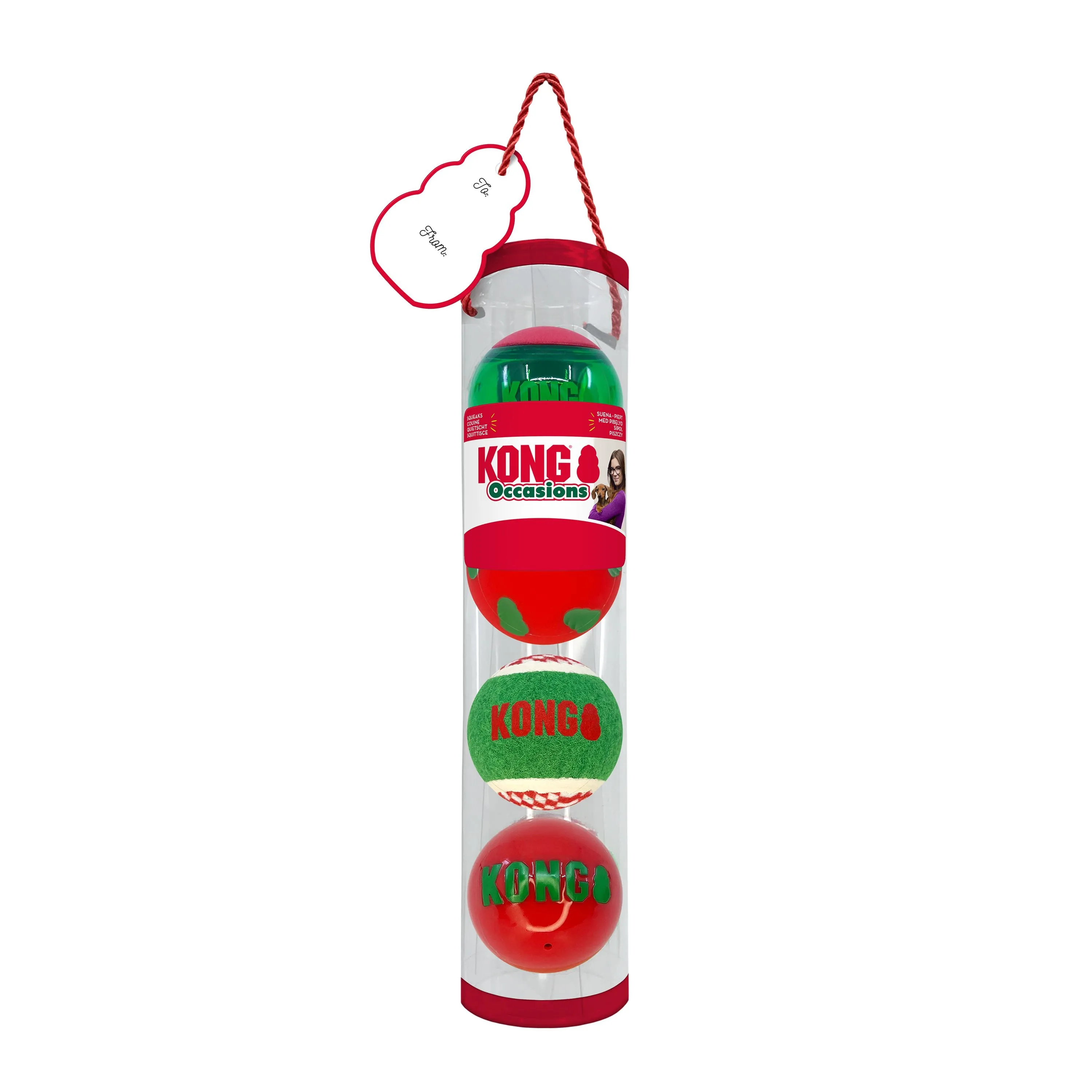 KONG Christmas Occasions Balls Medium 4 Pack Dog Toy