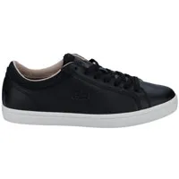 LACOSTE - STRAIGHTSET BLACK LEATHER SNEAKERS **FREE SHIPPING**