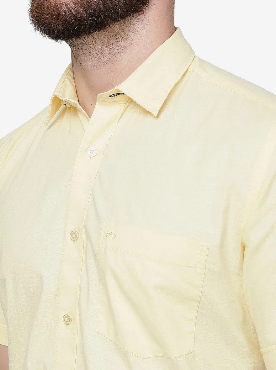 Lemon Solid Slim Fit Semi Casual Shirt | JadeBlue