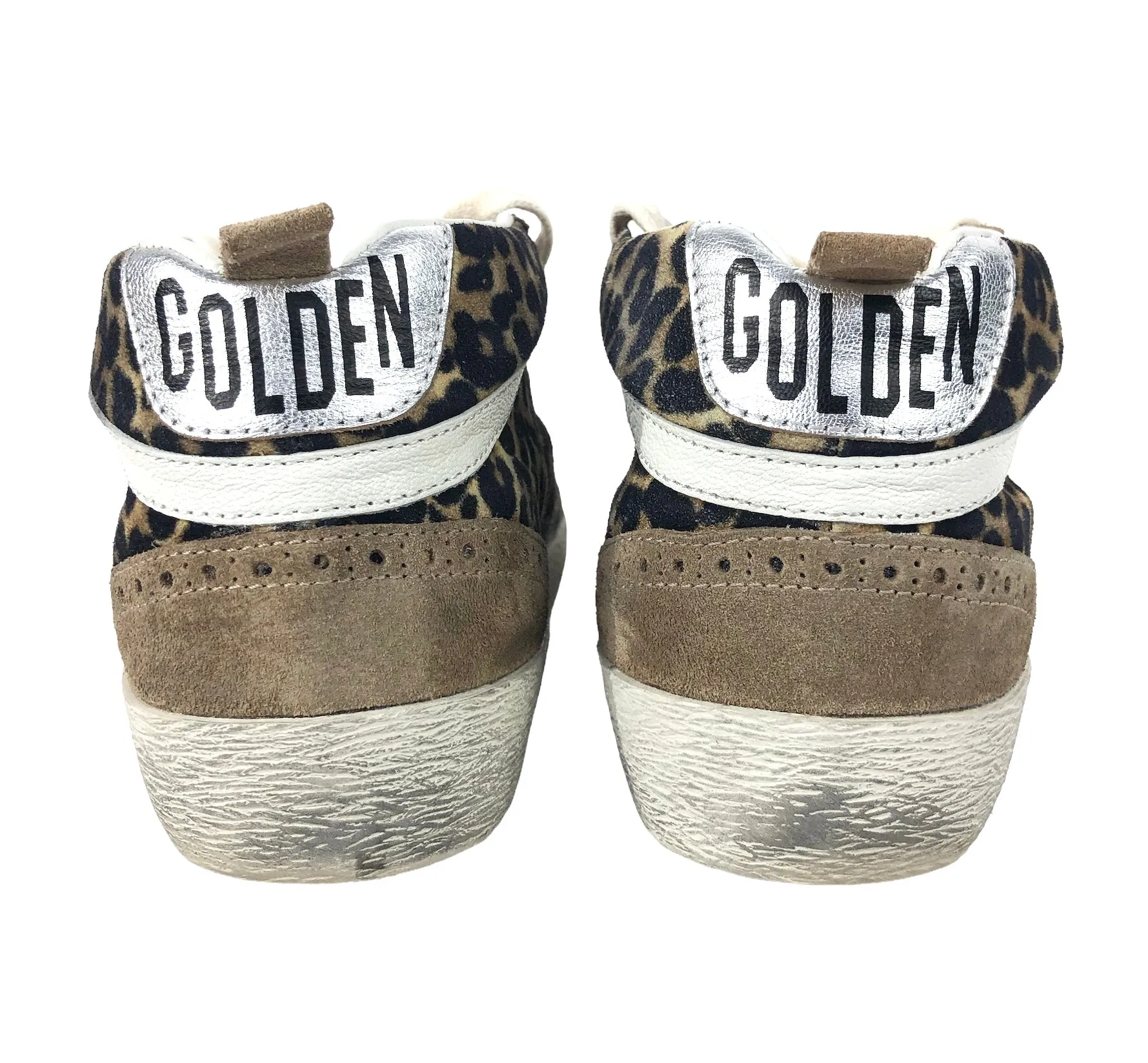 Mid Star Leo Golden Star Printed Leather Distressed Sneakers | Size 8.5/9