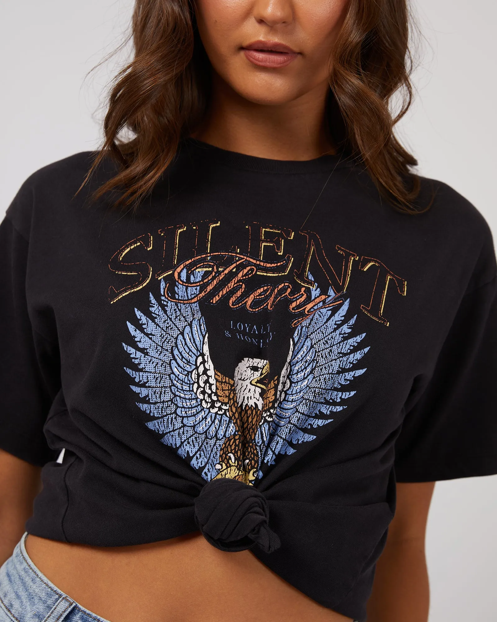Open Wings Tee Washed Black