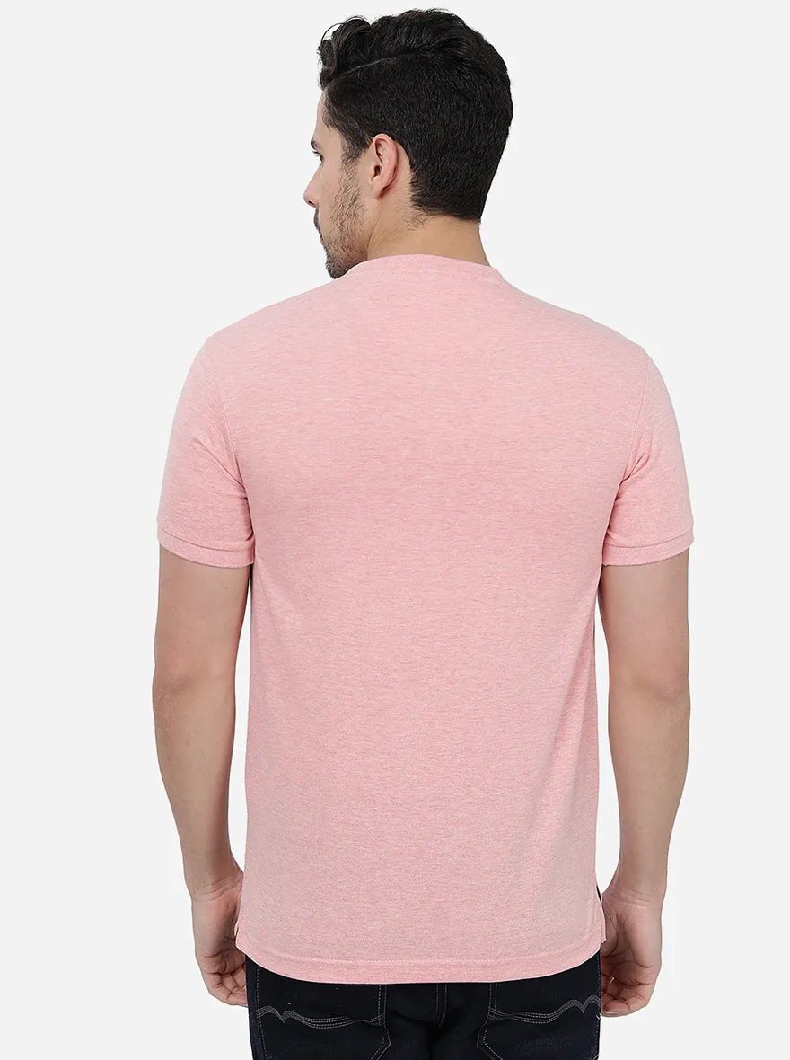 Peach Solid Slim Fit Polo T-Shirt | Greenfibre