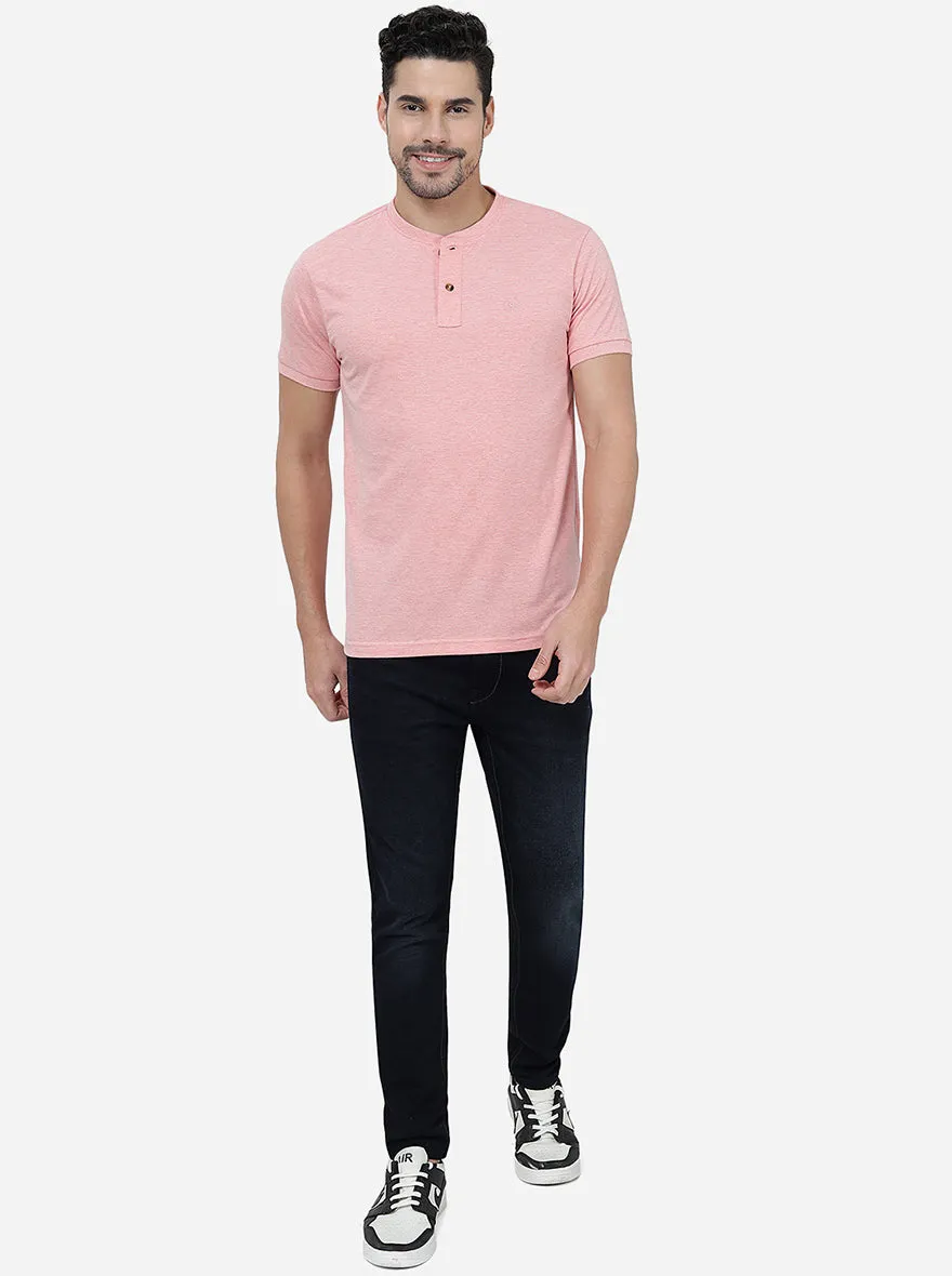 Peach Solid Slim Fit Polo T-Shirt | Greenfibre