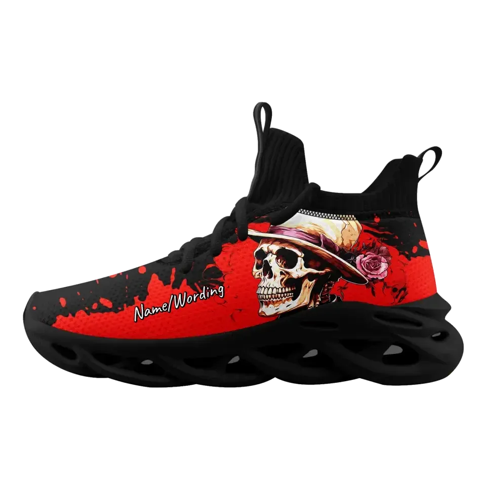 Personalized Gothic Sneakers, Custom Skull and Floral Shoes,  Comfortbale Gym Shoes, Glow at Light Shoes