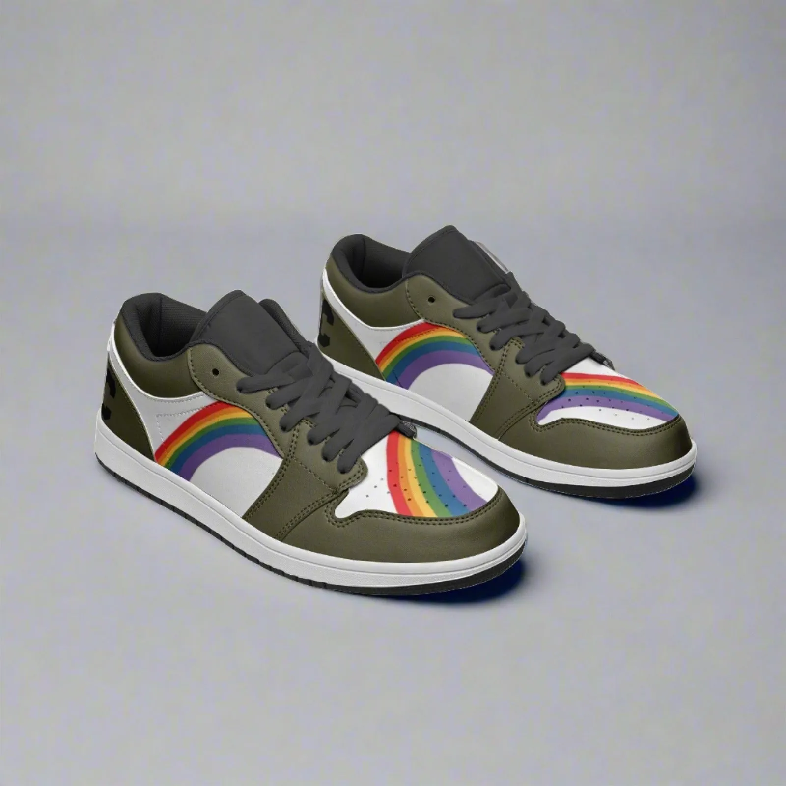 Rainbow LGBT Pride Low Top OLIVE GREEN Unisex Sneakers