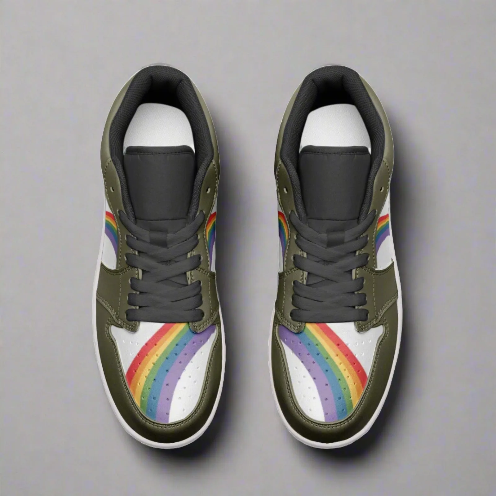 Rainbow LGBT Pride Low Top OLIVE GREEN Unisex Sneakers